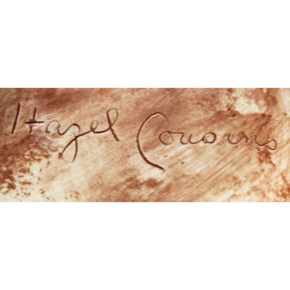 VTG 70 Hazel Cousins Pink Cream White Ceramic Pitcher Multicolor Cherub Vineyard - Picture 8 of 11